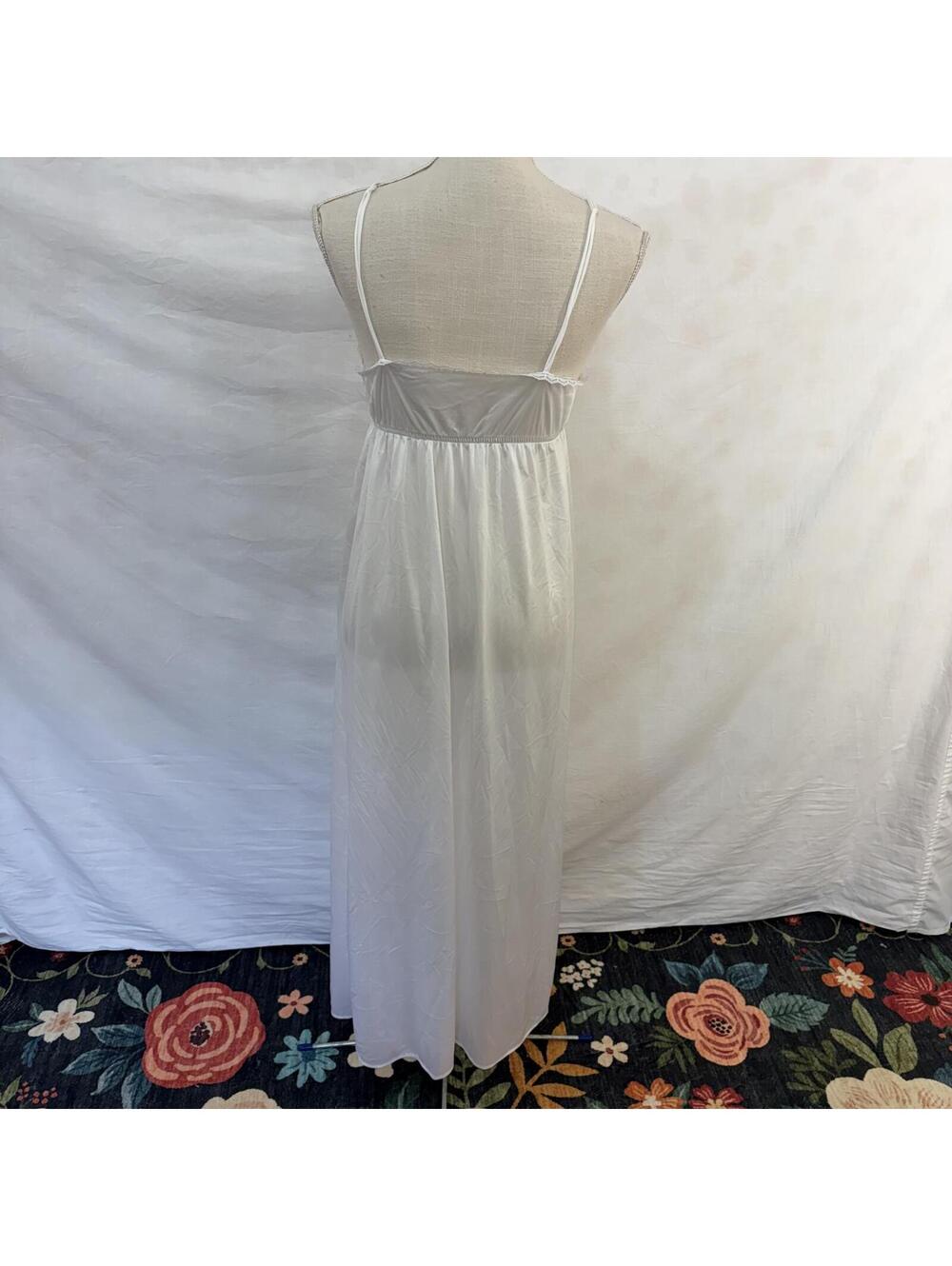 White lace nylon lingerie gown by Jill Andrea vintage 70s - Picture 4 of 6